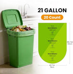 GreFusion Compostable Trash Bags 21 gallon,20 Count,Extra Thick 1.28 Mills,Fits13-25 gallon trash can, Extra Strong and thick,Compostable Lawn & Leaf Yard Waste bags,ASTM D6400,Bpi Certified