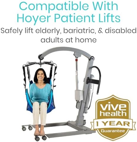 Vive Patient Lift Sling - Full Body Mesh Transfer Sling for Showering & Home Use - Hoyer Lift Pad for Elderly, Disabled, Bariatric - Patient Transfer Assist Device Blanket for Bed Positioning, Lifting