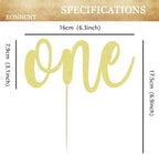 One Cake Topper - Gold Glitter 1st Birthday Cake Decorating Supplies for Boys or Girls, First Birthday Cake Topper for Baby Shower 1st Birthday Party Supplies Photo Booth Props