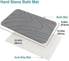 JUERLEN 2 Pack Diatomaceous Earth Shower Mat, Stone Bath Mat, Nonslip Super Absorbent Fast-Drying Hard Bath Mat for Bathroom Shower Floor, 24 x 16 inch, Grey Wave Design
