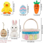 Baby's First Easter Basket Stuffers Playset, 5ct Stuffed Plush Bunny Chick Carrot Egg for Babies Girls Boys Kids Infant Toddler, Personalized Easter Decorations Gifts Party Supplies