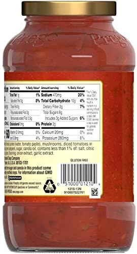 Prego Chunky Mushroom and Green Pepper Pasta Sauce, 23.75 Oz Jar