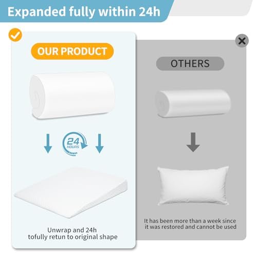 VADSBO Wedge Pillow, Bed Wedge Pillows for Sleeping, Snoring, Back Support, After Surgery, Foam Triangle Pillow, Removable Washable Cover (Gray, 5in)