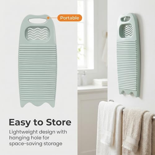 Non-Slip Laundry Washing Board, Household Washboard, Hand Wash Board, Manual Wash Clothes Laundry Pad Scrubbing Board for Household(15.7x8.07x1.06inches) (E-Light Blue)