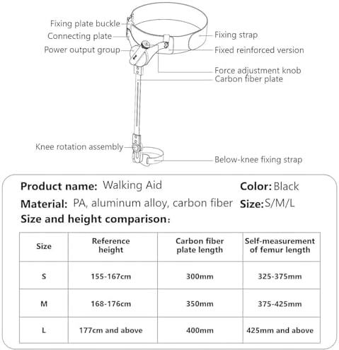 Bionic Body Power Walking Aid,Wearable Robotic Bionic Exoskeleton Walking Assist, Stroke Hemiplegia Bionic Body Power Walking Aid for Lower Limb Rehabilitation Trainer Leftleg S