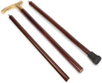 Ajuny Wooden Walking Stick for Men Women Seniors Lightweight Detachable 36 Inches Handmade Cane with Decorative Fritz Style Brass Handle Unique Gift for Adults