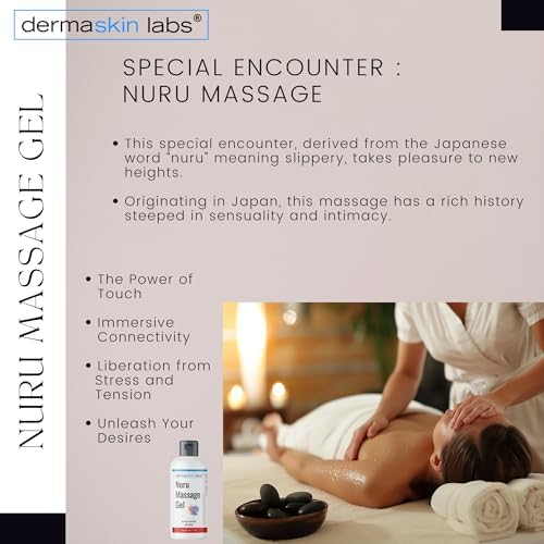 Nuru Massage Gel Body on Body Massage Gel All Natural Water Based Non-Staining Non-Oily Super Slippery for Sore Muscles, Dry Skin with Japanese Nori Seaweed Made in USA