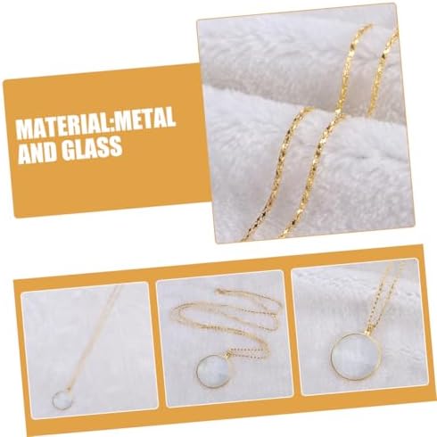 Healeved 2pcs Magnifying Glass Necklace Elegant Vintage Pendant Magnifier Zinc Alloy with Optical Glass Lens for Reading Sewing and Nature Exploration