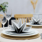 Star Shaped Origami Dinner Napkins in Gradient Black & White (Disposable) - 12 Pack, 23" x 15", 3-Ply Paper - Style Name: Pop Gaze