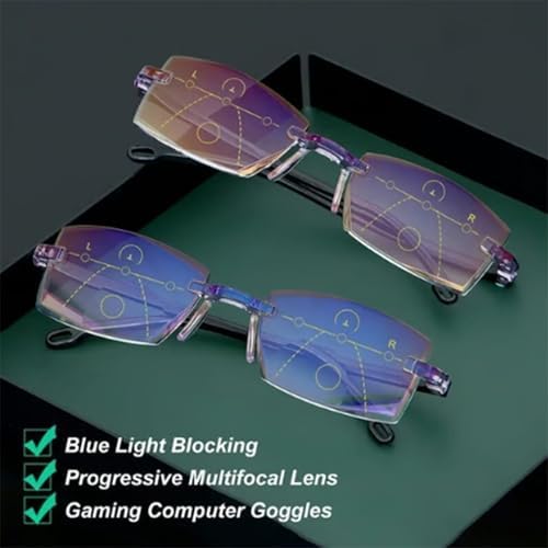 Sapphire Reading Glasses, Sapphire High Hardness Anti Blue Light Intelligent Dual Focus Reading Glasses