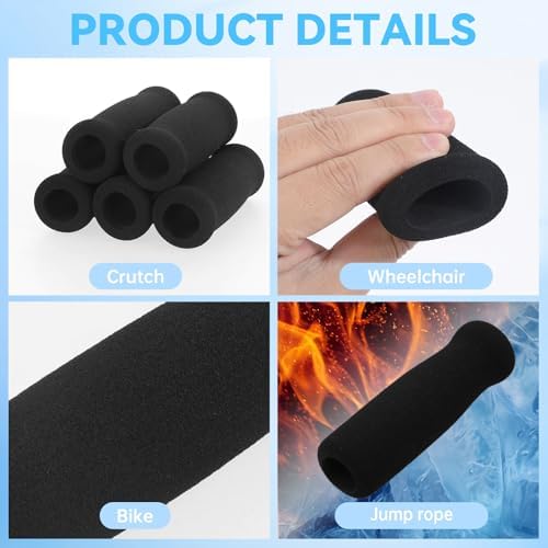 Ptwola 4PCS Foam Cane Grip Replacement Thick Cushioned Grip Offset Cane Walker Handle Cushions Walking Seniors Balance Standard Foam Handle Pads for Men Women Bicycle Handlebars Cane Accessories