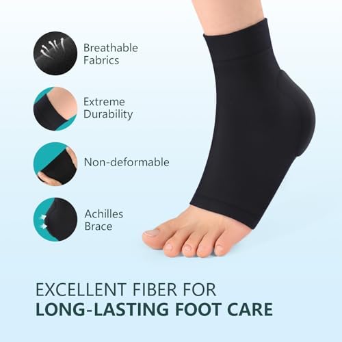 Achilles Tendon Heel Protector - Compression Padded Sleeve Socks - Promifun Premium Gel Heel Socks for Haglunds Bump, Bursitis, Tendonitis & Tenderness - 1 Pair - XL