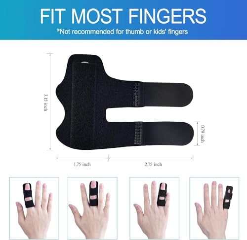 Sopito Finger Splint, 2pcs Finger Brace Support Stabilizer for Index, Middle, Ring Fingers Straightening Arthritis Knuckle Immobilization