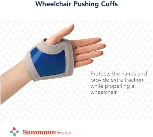 Sammons Preston Wheelchair Pushing Cuffs, with Non-Slip Material, Fingerless Suede Gloves, Adjustable Lightweight Push Gloves for Men & Women, Wheelchair Gloves, One Size, Pair