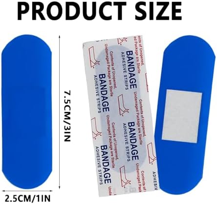 120 Pack PE Blue Adhesive Bandages for Food Service and Catering, Metal Detectable, Waterproof Woven PE Strips 1" X 3"