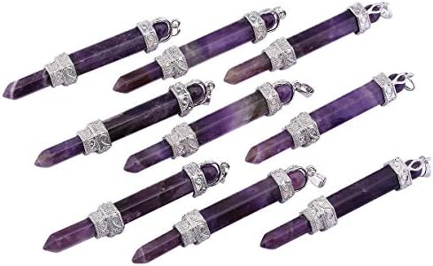 Nupuyai Crystal Point Stone Pendant Necklace for Unisex, Healing Crystals Pendulum Divination Reiki Chakra