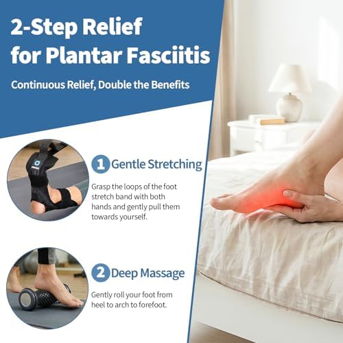 comness Plantar Fasciitis Relief Kit – Foot Stretcher and Foot Massager Roller, Stretch and Roll Routine for Heel Pain,Arch Pain, Simple At-Home Daily Foot Care
