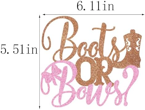 Boots or Bows Cake Topper, Western Theme Baby Shower/Gender Reveal Party Decoration, Cowboy or Cowgirl Cake Decor, Boys Girls Birthday Party Cake Decorations Supplies Brown Pink