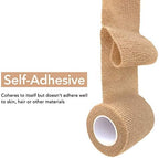 RISEN Cohesive Bandage 2” x 5 Yards, 6 Rolls, Self Adherent Wrap Medical Tape, Adhesive Flexible Breathable First Aid Gauze Ideal for Stretch Athletic