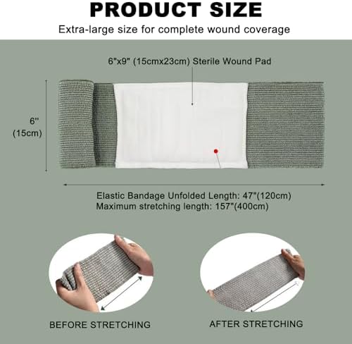Israeli Emergency Bandage, 6" 4Pack Compression Bandage, Trauma Wound Dressing, Sterile Vacuum Sealed Packaging for Bleeding Control, Medical Trauma Kit, Combat Tactical First Aid IFAK Supplies