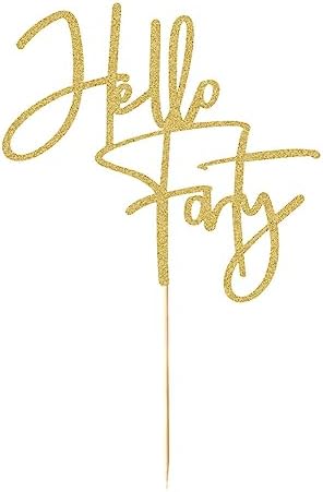 Hello Forty Cake Topper, Happy 40th Birthday Party Decorations, Gold Glitter
