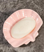 Ceramic Shell soap Box self draining European Design Sink Bathroom Shower soap Tray Anti-Slip soap Holder Multi-Functional Jewelry Stand Small and Cute, Pink