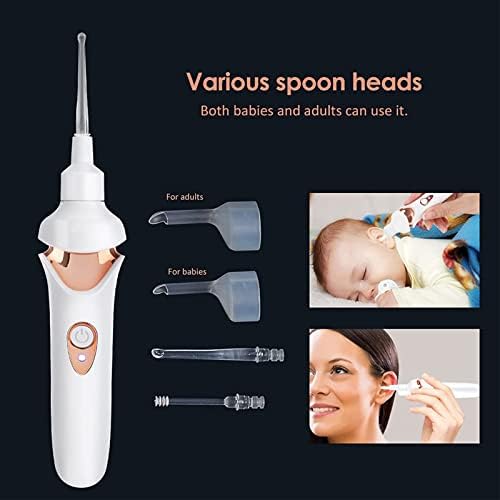 Safety Electric Cordless Vacuum Earwax Remover Ear Wax Removal Cleaner Painless Cleaning Tool Kit with LED Light Powerful Suction for Adults Kids,Black