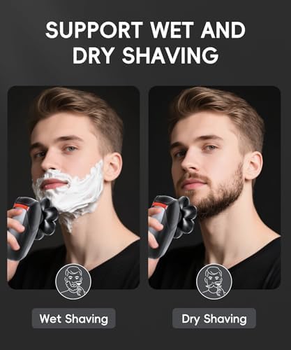 Head shavers for Bald Men 5-in-1 Men's Grooming Kit, 7D Rotary Electric Head Shaver, IPX8 Waterproof Wet/Dry Obsidian Black