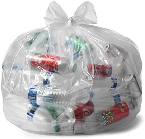 Aluf Plastics 55-60 Gallon 2 MIL Thick Clear Heavy Duty Trash Bags - 38" x 58" - Pack of 100 - For Recycling, Kitchen, Contractor, & Outdoor