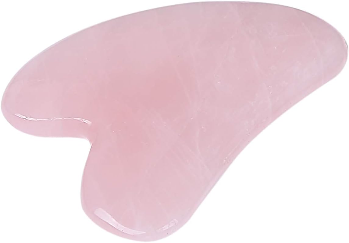 Gua Sha Crystal Jade Stone Board for Skincare, Scraping Face Back Massage Relax Therapy Trigger Point Treatment (Rose Quartz)