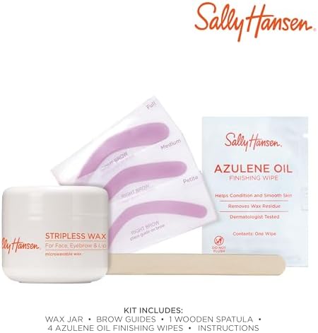 Sally Hansen Stripless Wax Kit for Face, Eyebrow & Lip | Mircrowavable Wax, At-Home Hair Removal Kit, Quick & Easy