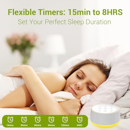 BGOVERSS White Noise Machine, 26 Hi-Fi Soothing Sounds & 10 Colors Night Light Sound Machine for Sleeping Adults, Baby & Kids, Portable Sleep Machine with 6 Timers, Noise Canceling for Home Office