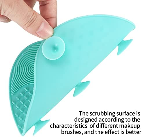 2 Pcs Silicone Make Up Brush Cleaning Mat, Makeup Brush Cleaner Mats, Cosmetic Cleaning Pads, Portable Washing Tool with Suction Cup for Makeup Cosmetic Brushes