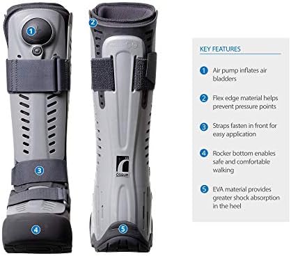Ossur Rebound Air Walker Boot with Compression Adjustable Comfortable Straps & Air Pump Rocker Bottom | For Ankle Sprains, Stable Fractures, Tendon Sprains, & Post-Operative Rehab | (High Top, S)