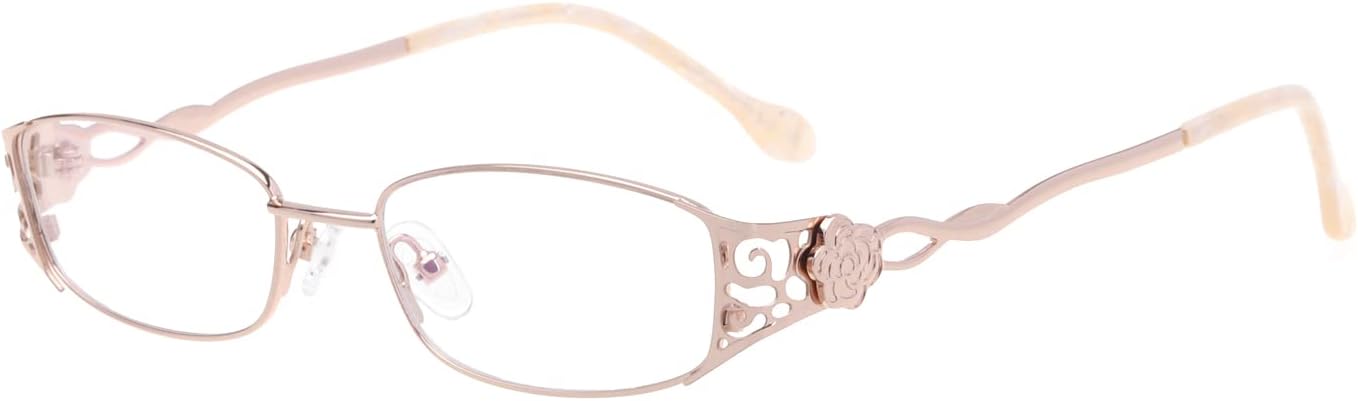 HELES Women's Full Rim Rectangular Single Vision Lens Reading Glasses Anti-Reflection UV Coating Spectacles Reader-Rose Gold||+1.50 Strength