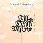 Till Death My Love Cake Topper, Till Death Cake Decor, Black&White Glitter Gothic Wedding Cake Topper, Skull Themed Wedding/Anniversary Party Decoration