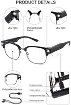 OKH Reading Glasses with Light Metal Frame Magnifier Reading Glasses Rechargeable Bright Led Readers Glasses for Men Women