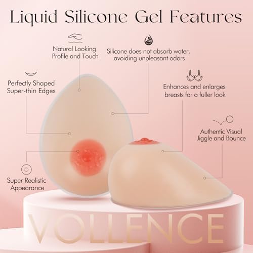 Vollence One Pair Silicone Breast Forms Fake Boobs Crossdresser Prosthesis Mastectomy