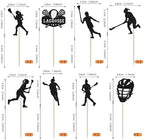 Rsstarxi 24 Pack Lacrosse Cupcake Toppers Lacrosse Party Decorations Lacrosse Player Cupcake Picks for Lacrosse Sport Baby Shower Girl Birthday Party Cake Decorations Black