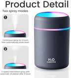 Portable Colorful Cool Mini Humidifier,Aroma Essential USB Personal Desktop Humidifier,. Perfect for Bedroom, Office & Car(300ml, White) (grey)