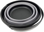 SAMMART 10L (2.6 Gallon) Collapsible Plastic Bucket - Foldable Round Tub - Portable Fishing Water Pail - Space Saving Outdoor Waterpot. Size 31cm Dia (Black/Alloy Grey)