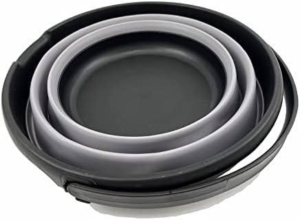 SAMMART 10L (2.6 Gallon) Collapsible Plastic Bucket - Foldable Round Tub - Portable Fishing Water Pail - Space Saving Outdoor Waterpot. Size 31cm Dia (Black/Alloy Grey)