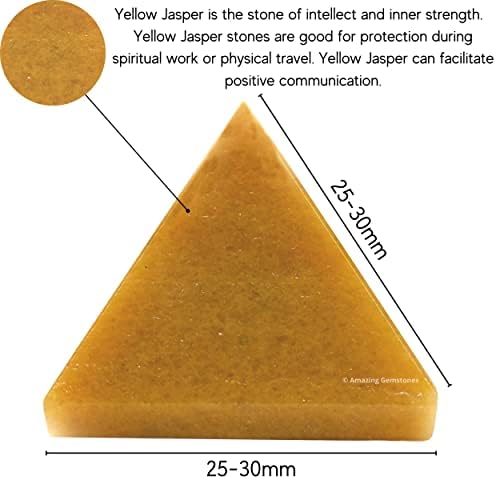 Amazing Gemstone Yellow Jasper Pyramid Crystal Healing Stones - 1" Great Pyramid Figurine of Natural Stone Pyramid for Meditation, Reiki, Chakra Balancing and Crystal Pyramids Grid