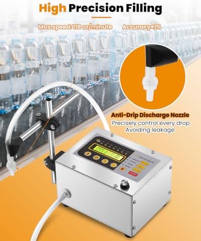 Liquid Filling Machine 2-118 Oz Bottle Filler Machine with Anti-Dripping Nozzle Diaphragm Pump Digital Control for Cosmetic Water, Wine, Makeup Remover GFK-160A