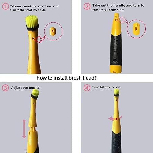 Electronic Household Cleaning Brush Spin and Shower Scrubber with 4 Brush Heads for Kitchen and Household Cleaning