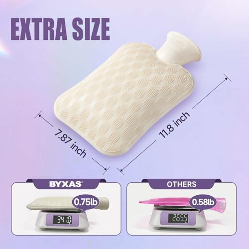 Hot Water Bottle with Cover, Hot Water Bag for Pain Relief, Heating Pad, Hot and Cold Therapies, Hand Warmers, BPA Free, Ideal for Menstrual Cramps, Neck and Shoulder Pain Relief (Grey)
