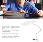 4X Magnifying Glass with Clip, Large Page Magnifier with Adjustable Flexible Gooseneck, Clip On Magnifying Glass for Reading Books, Sewing, Crafts, Low Vision Seniors