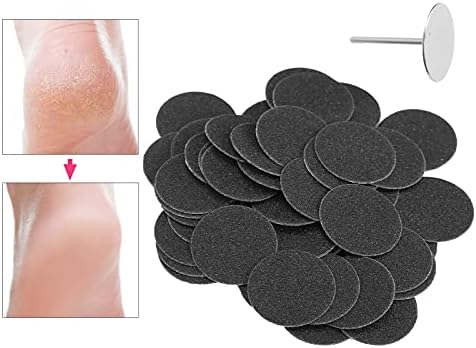 50pcs Washable Electric Callus Remover Discs with Stainless Steel Shaft Replacement Sanding Pads for Foot Grinder,Feet Pedicure Tool (φ25mm)