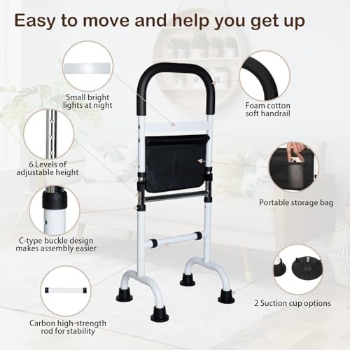 Adjustable Stand Assist Aid for Elderly, Couch Stand Assist with Night Light and Two Sets of Bases, Mobility Aids for Elderly Adults and Others Who Need Extra Help, Can Withstand 300 Pounds