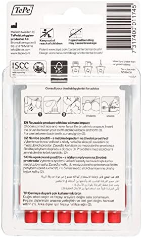 TePe Interdental Brush Original, Soft Dental Brush for Teeth Cleaning, Pack of 6, 0.5 mm, Extra-Small/Small Gaps, Red, Size 2